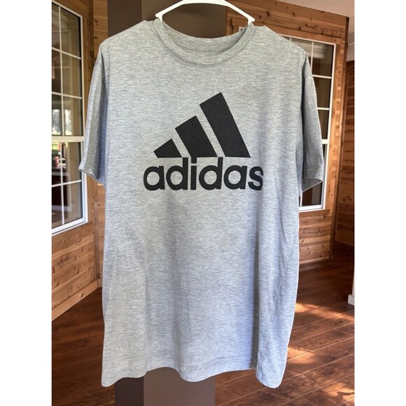 Adidas Golf T-Shirt Men L Logo Heather Gray Athletic Classic Short Sleeve Soft - Picture 1 of 5